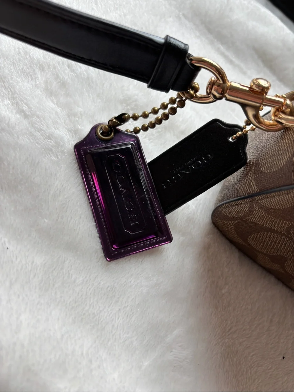 Coach Brown Signature Dome Crossbody with Black Strap